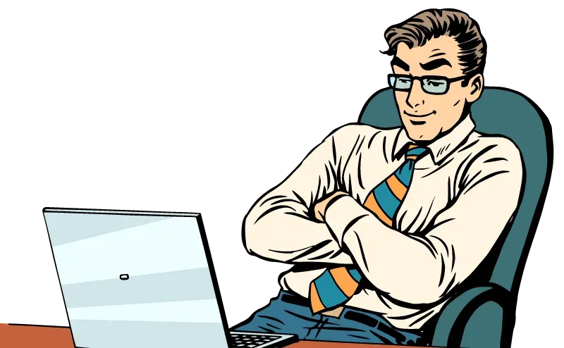Illustration d'un homme sur son ordinateur